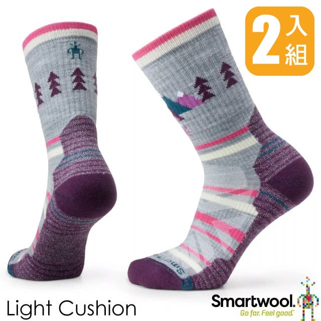 【SmartWool】女 美麗諾羊毛 機能戶外全輕量減震中長襪-星空印花(2雙入)SW001584-039 淺灰✿30E010